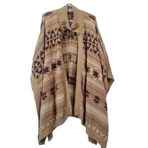 LRL Lauren Jeans Co. Ralph Lauren Western Knitted Poncho Sweater Cardigan